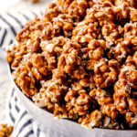 up close side view of crunchy caramel corn