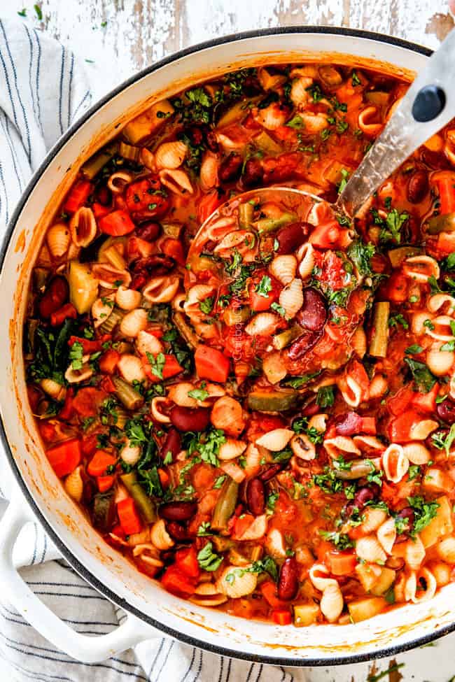 top view of Best Italian Minestrone Soup Recipe