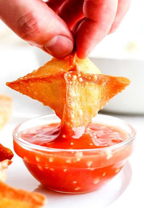 dipping cream cheese wonton recipe in sweet and sour sauce