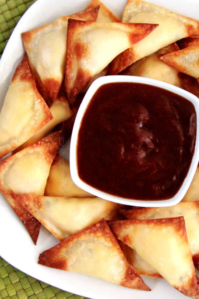 op view of baked cream cheese wontons