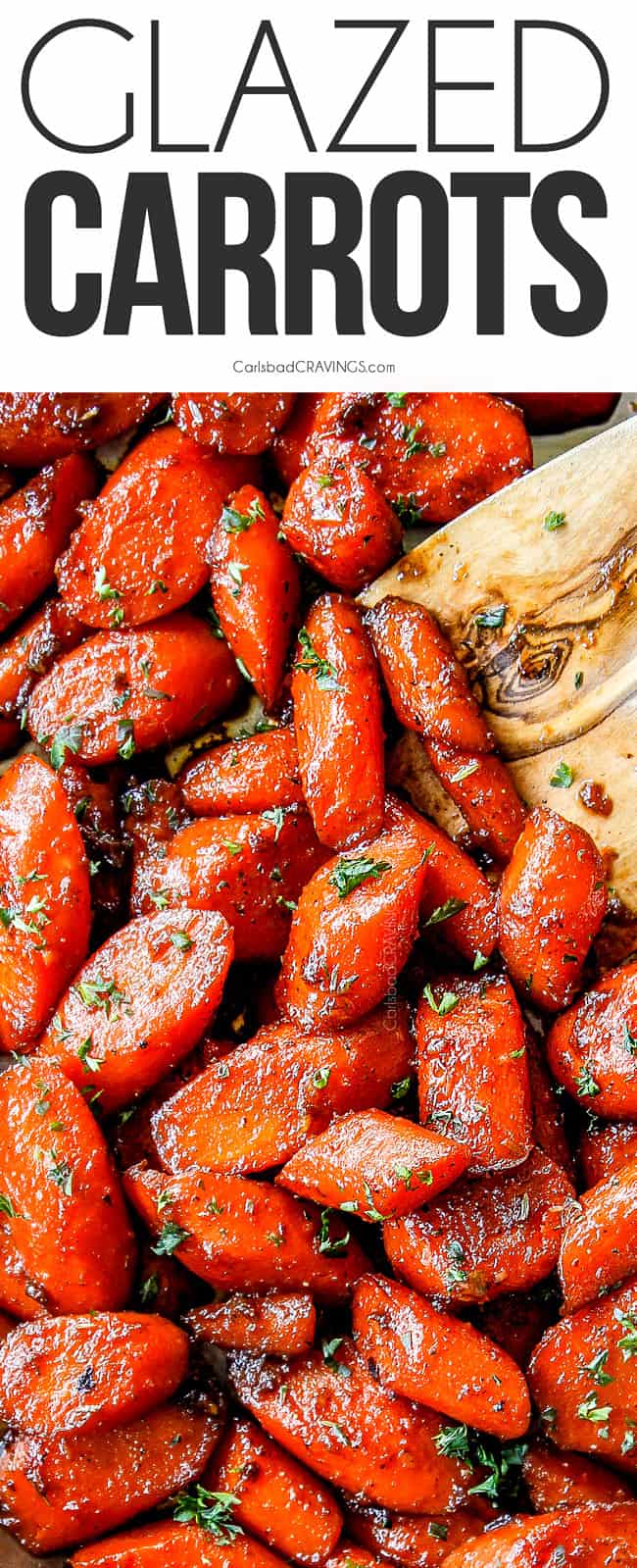 candied carrots (Glazed Carrots) with a wooden spoon