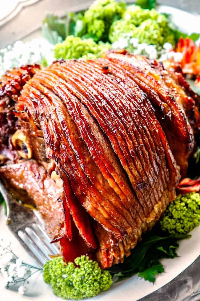up close of honey baked ham