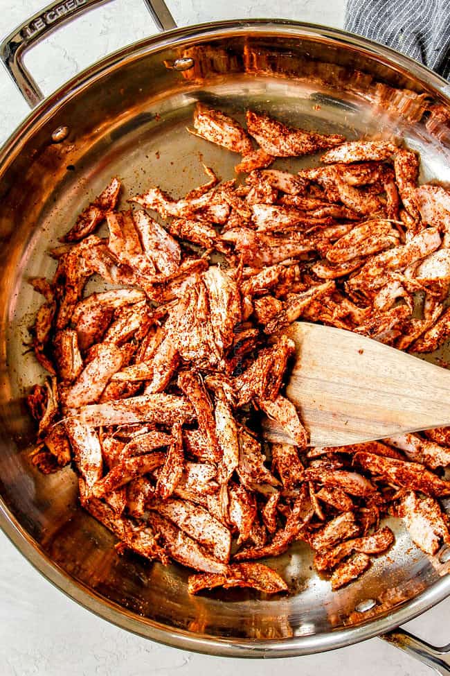 showing how to make Mexican Chicken by cooking chicken with taco seasonings