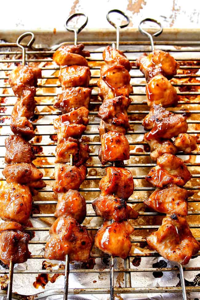 showing how to make yakitori by baking in the oven