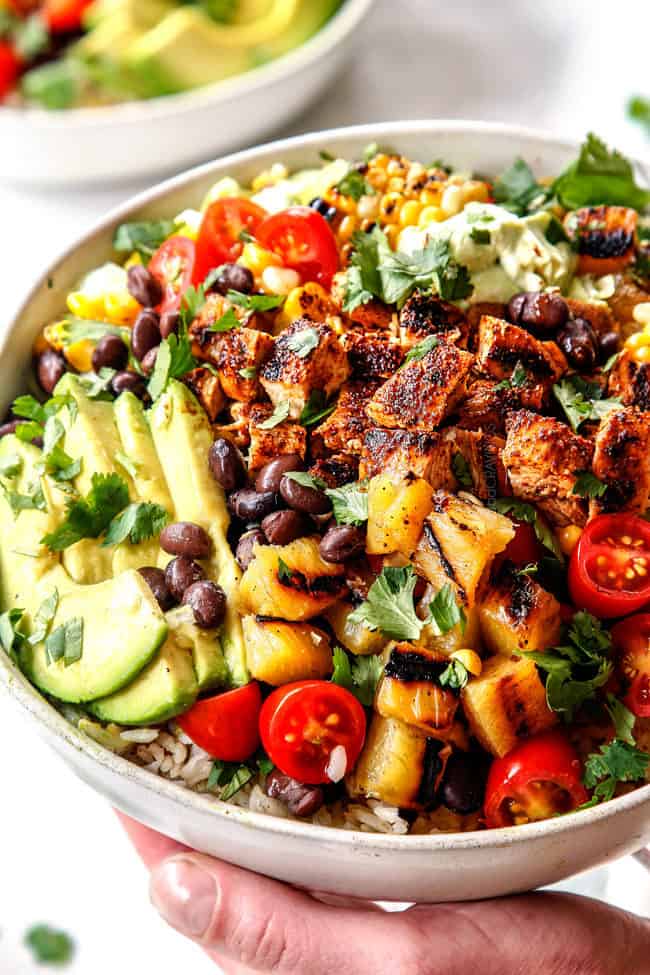 up close of best chicken burrito bowls