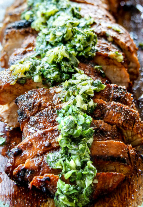 up close of sliced grilled pork tenderloin recipe