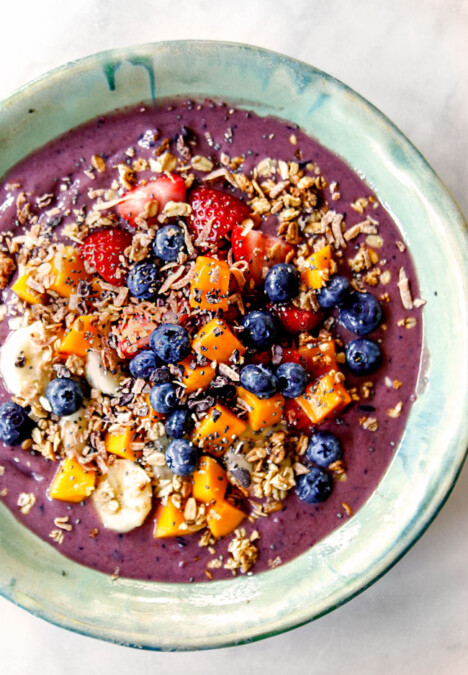 top view of acai bowl recipe