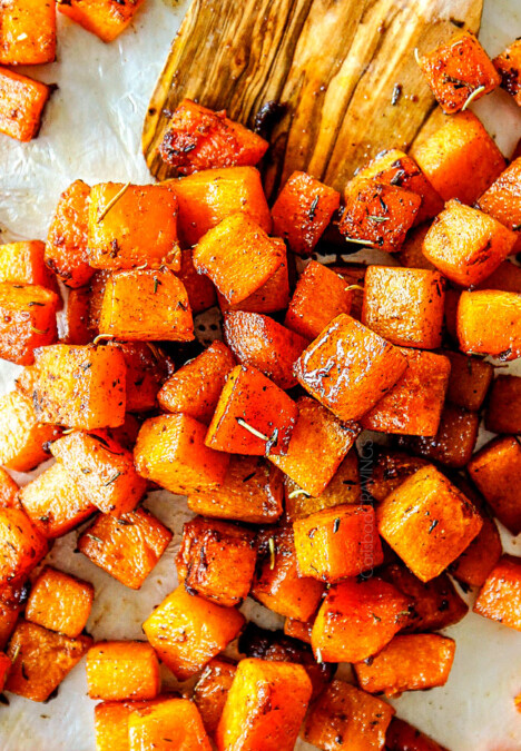 top view of oven roasted butternut squash