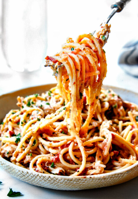 serving baked chicken spaghetti