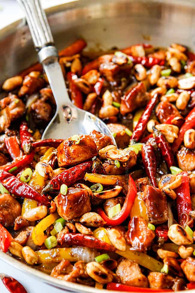 up close of serving chicken Szechuan style