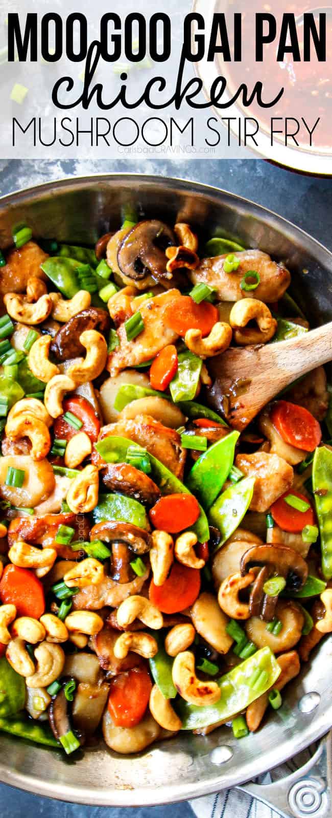 top view of stir frying authentic Moo Goo Gai Pan recipe
