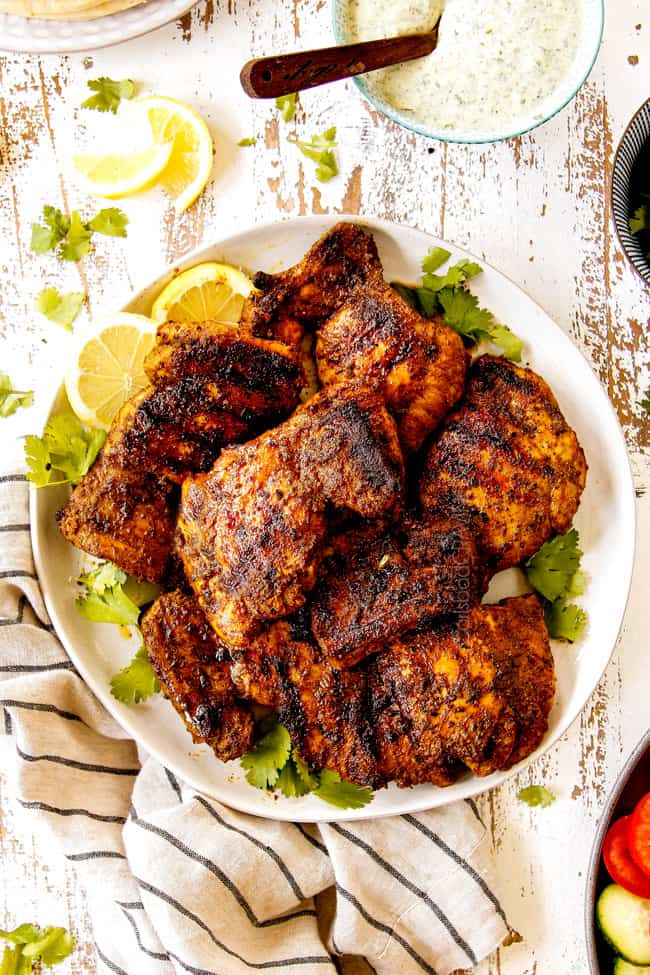 showing to make chicken shawarma recipe with a top view of grilled shawarma