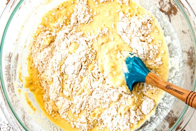 how to make lemon ricotta pancakes by adding dry ingredients to wet ingredients