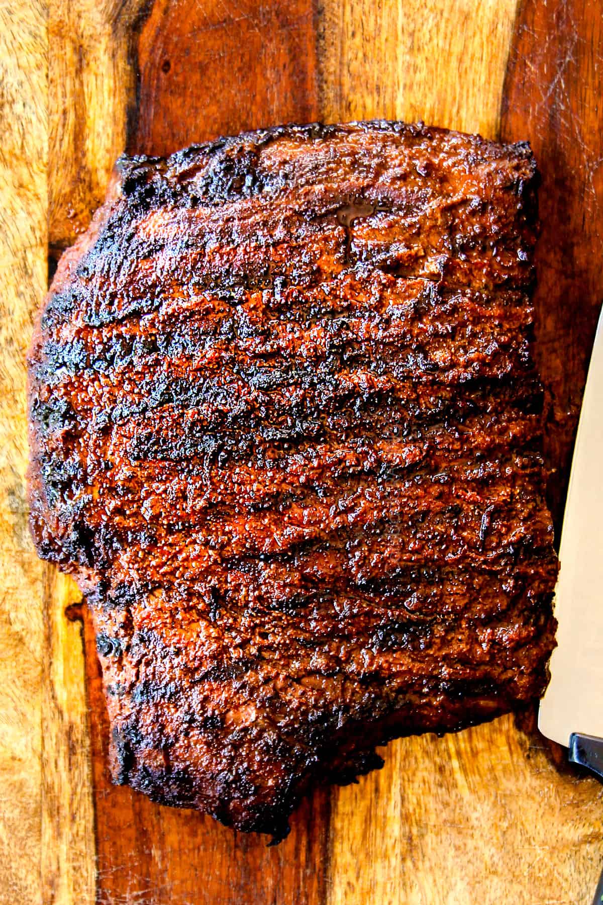 showing how to make carne asada by letting the flank steak rest before chopping