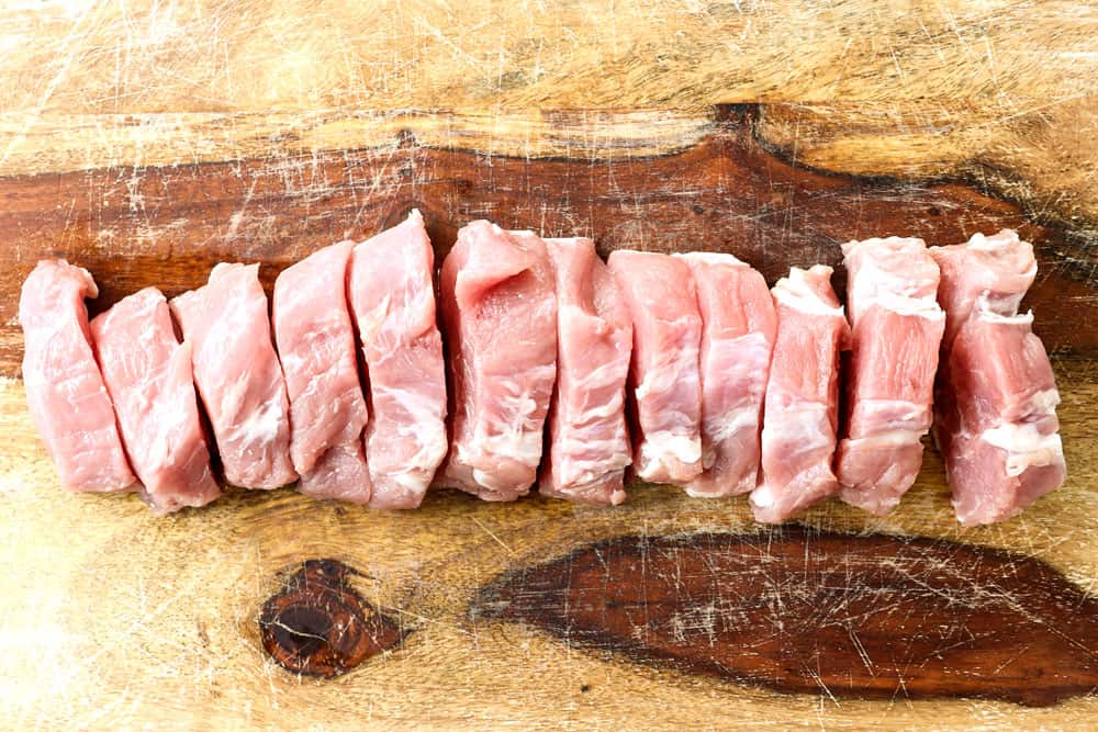 showing how to make pork medallions recipe by cutting pork tenderloin into 12 pork tenderloin medallions
