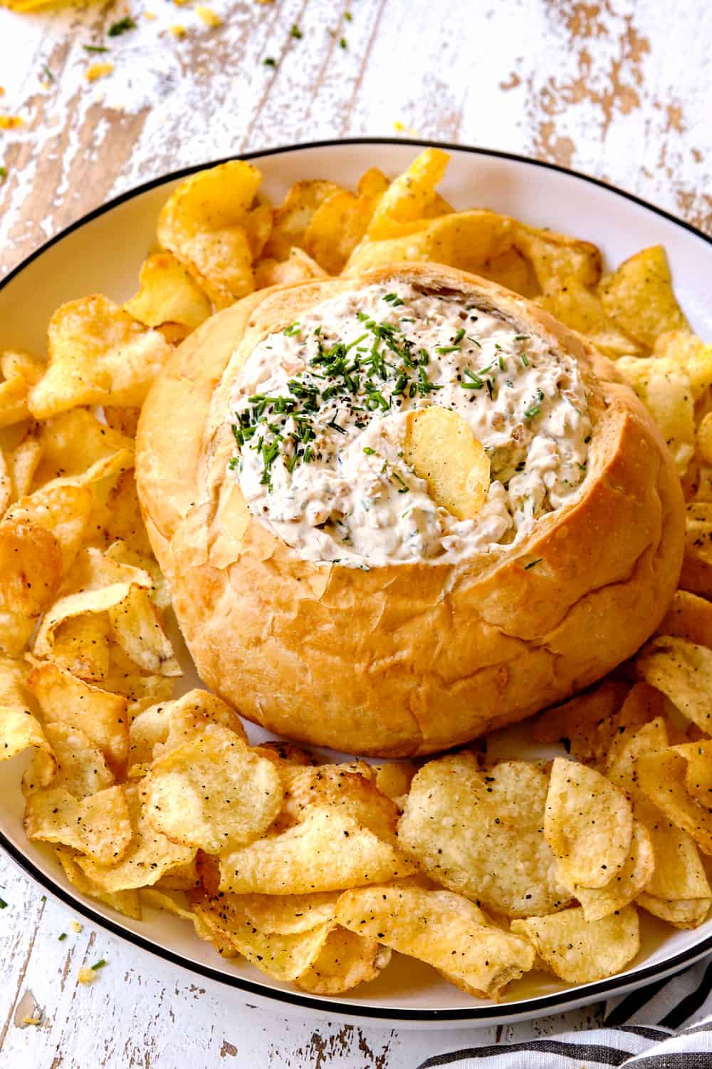French Onion Dip recipe in a bread bowl