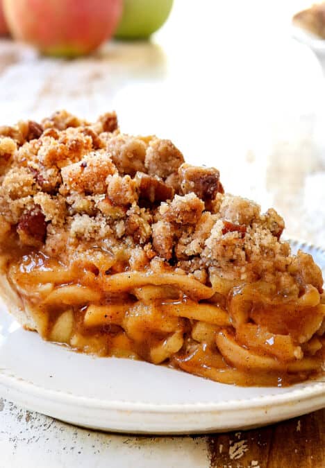 up close of a slice of Dutch Apple Pie