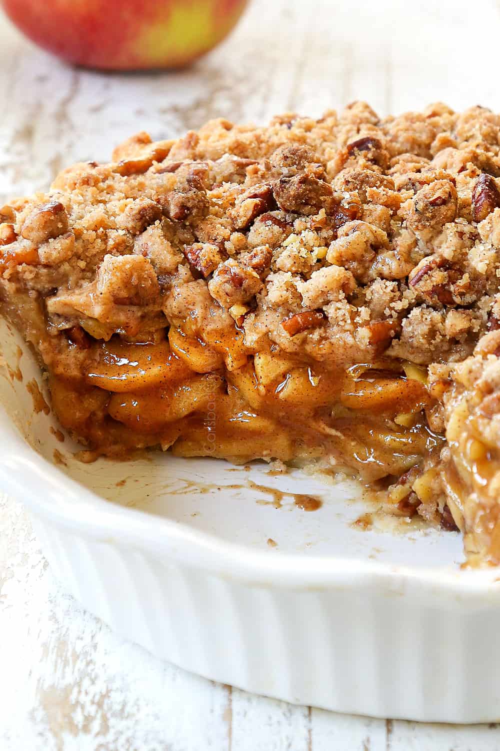 Dutch Apple Pie recipe (Apple Crumble Pie) with a few slices taken out