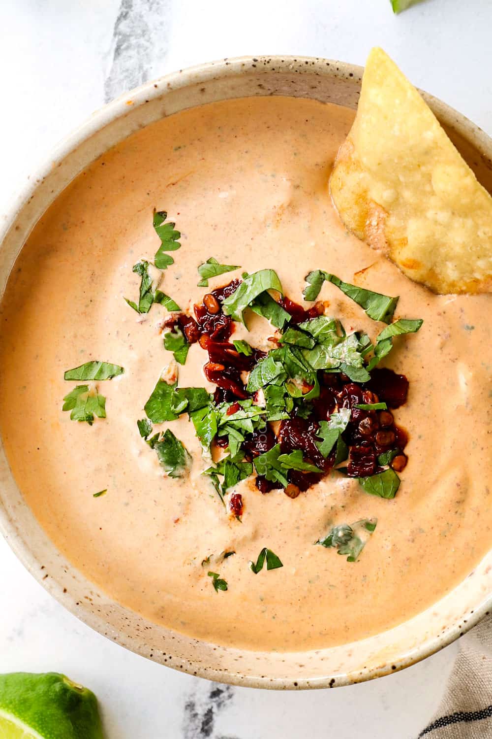 top view of chipotle sauce recipe showing how creamy it is