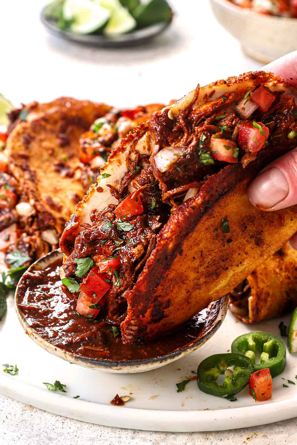 showing how to serve spicy adobo sauce recipe by serving with tacos