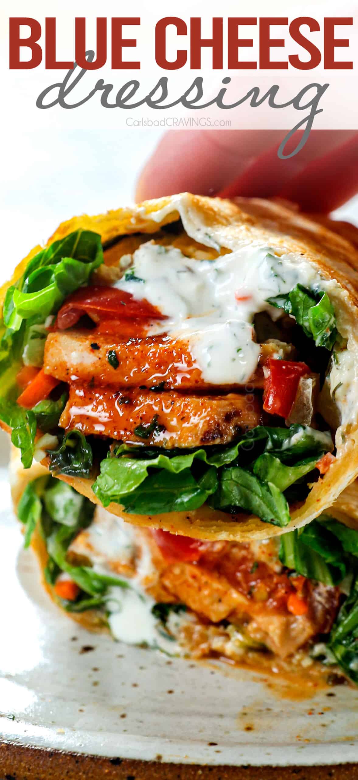 how to serve blue cheese dressing by adding to a chicken wrap
