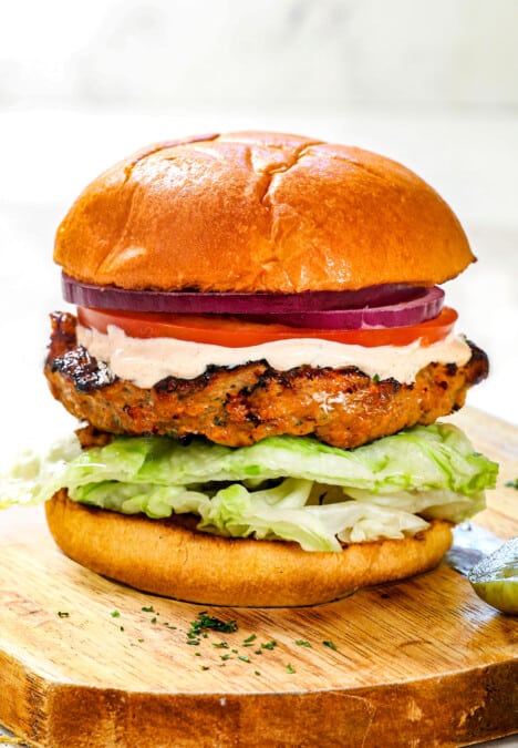 turkey burgers recipe being served on a platter