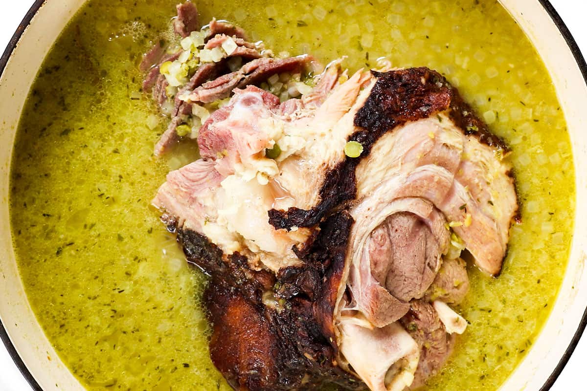 showing how to make Split Pea by simmering for 45 minutes