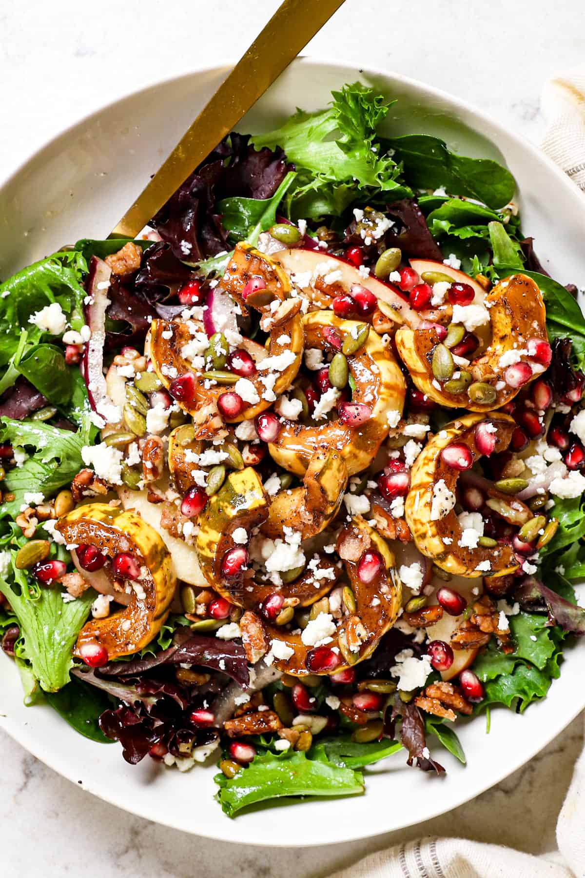 top view of winter salad serving it on plate