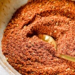 up close of homemade taco seasoning recipe showing all the seasonings in a bowl