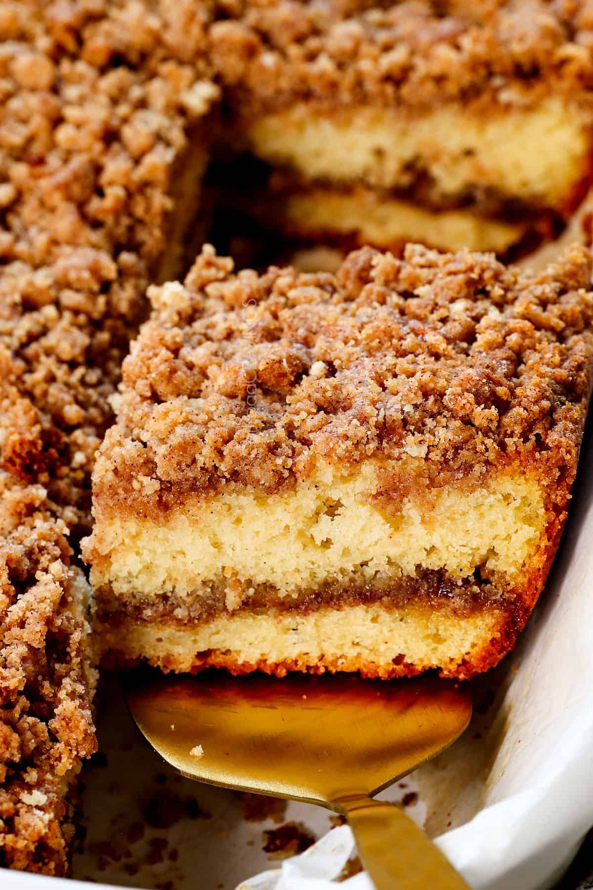showing how to make coffee cake by baking until firm and the top is set