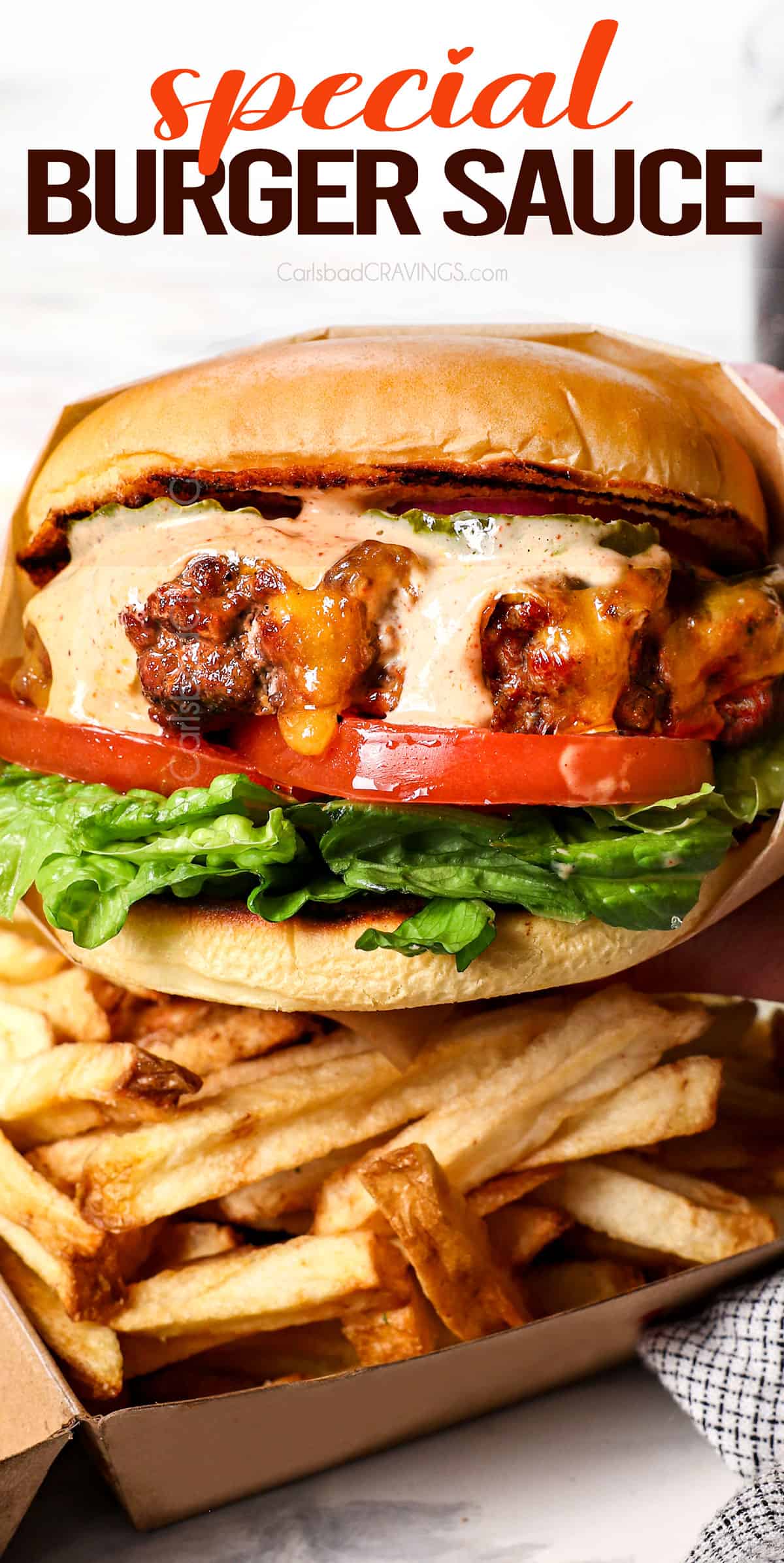 up close of burger sauce on a hamburger showing how creamy it s