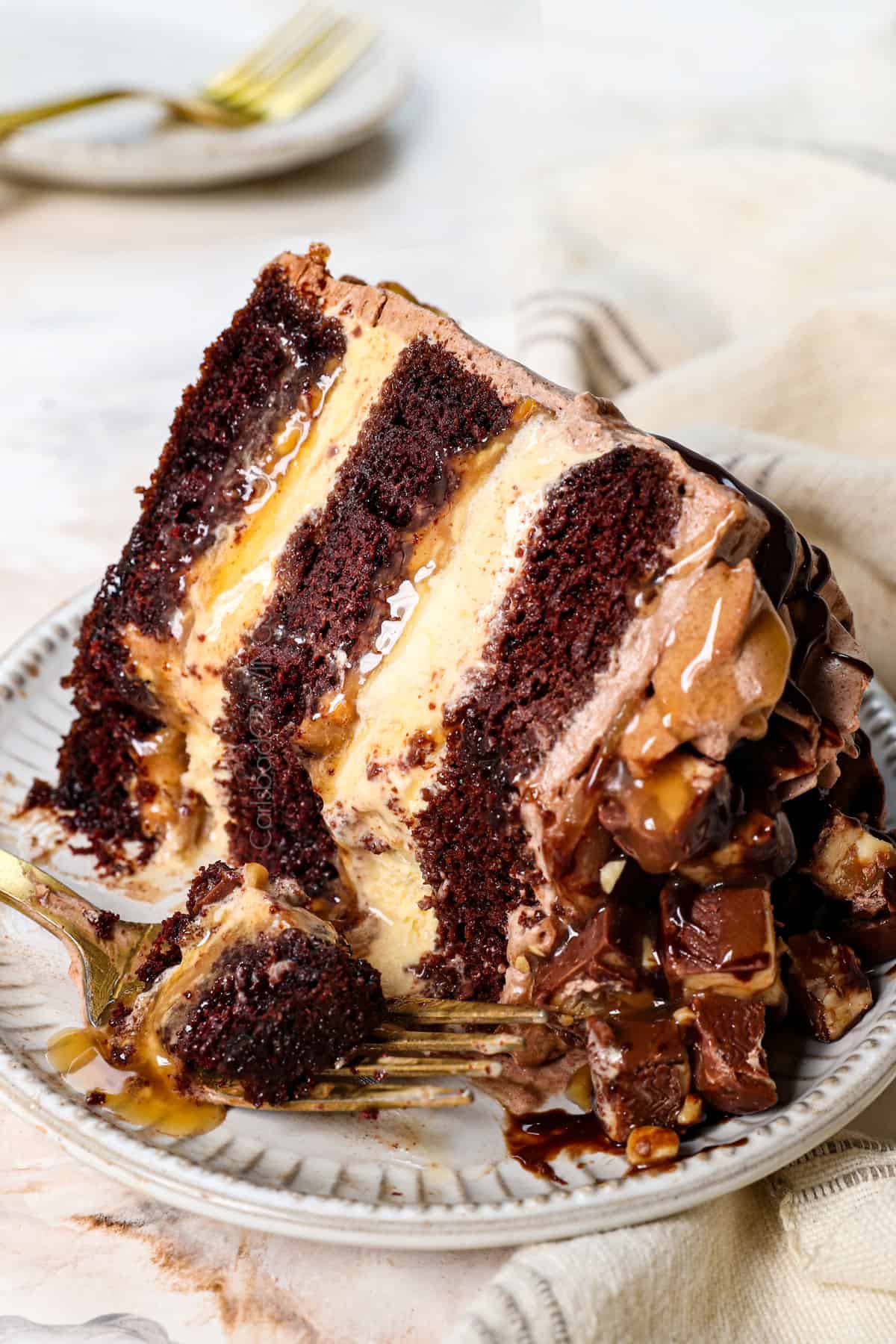 ice cream cake recipe with bites taken out showing the supreme texture