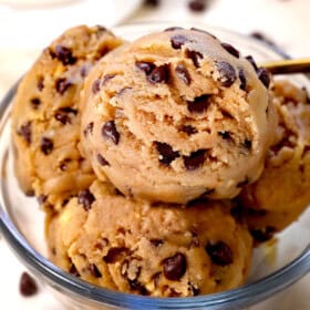 edible cookie dough being served in a bowl