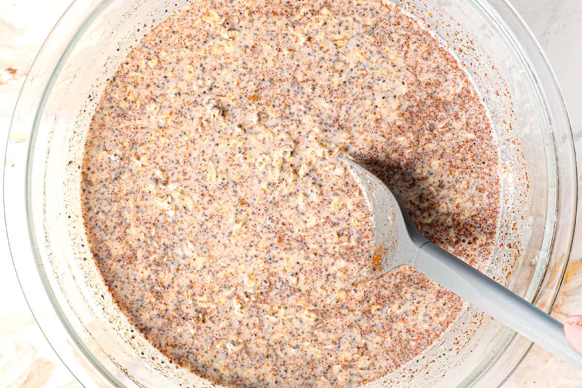 showing how to make overnight oats by soaking the oats overnight
