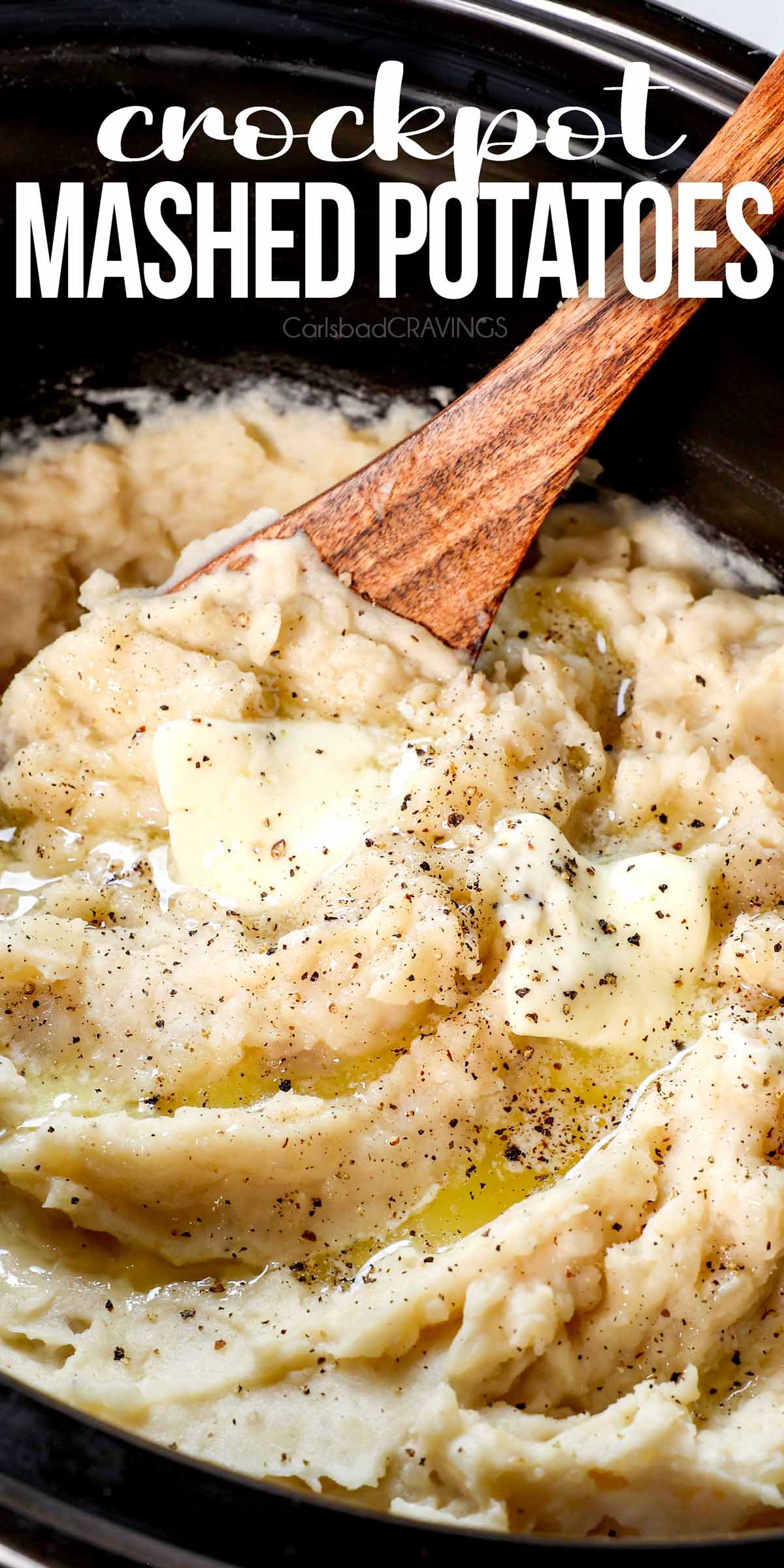 up close of Crockpot Mashed Potatoes showing how creamy they are