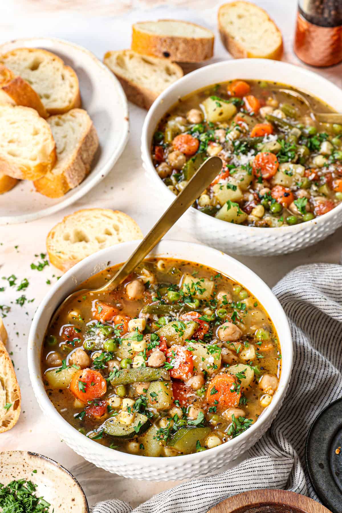 two bowls of vegetable soup