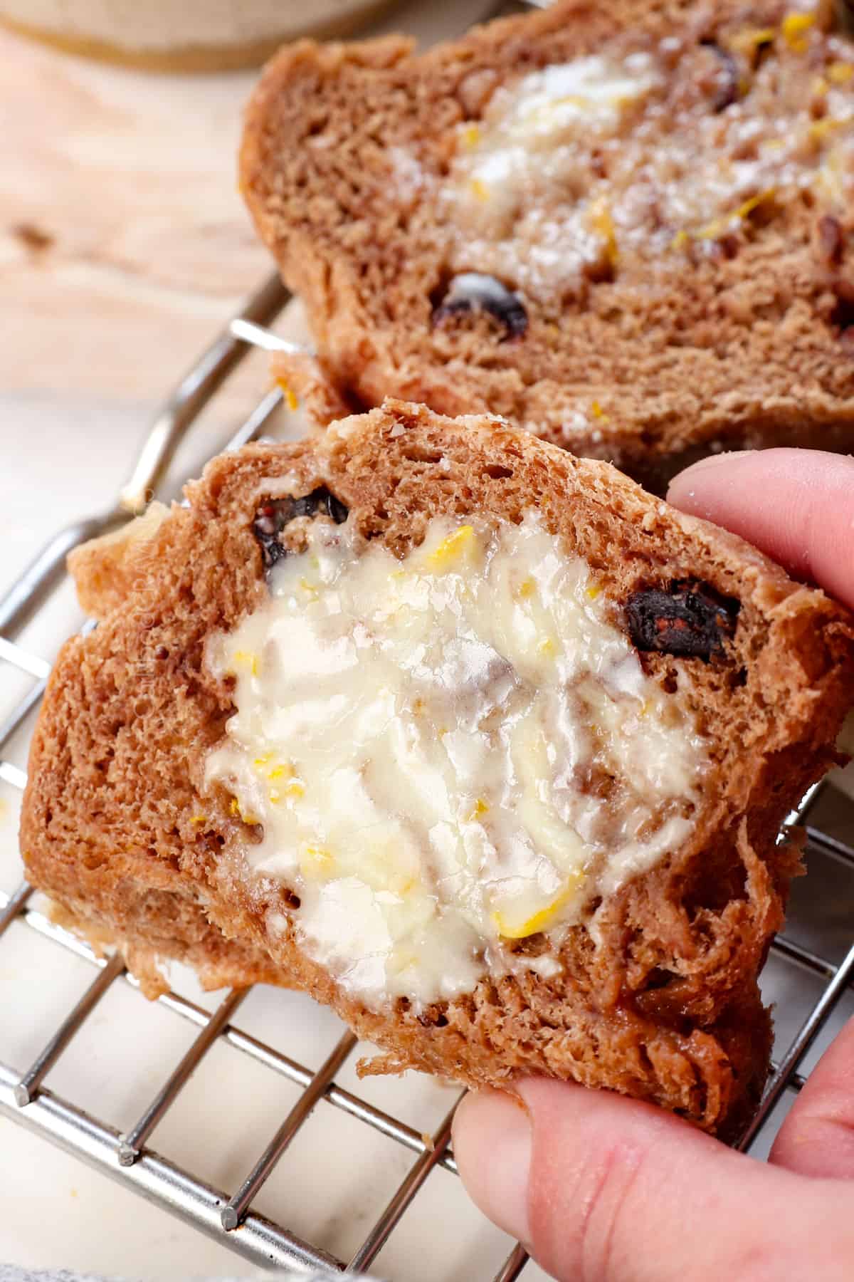 showing how to serve hot cross buns with buttery orange glaze