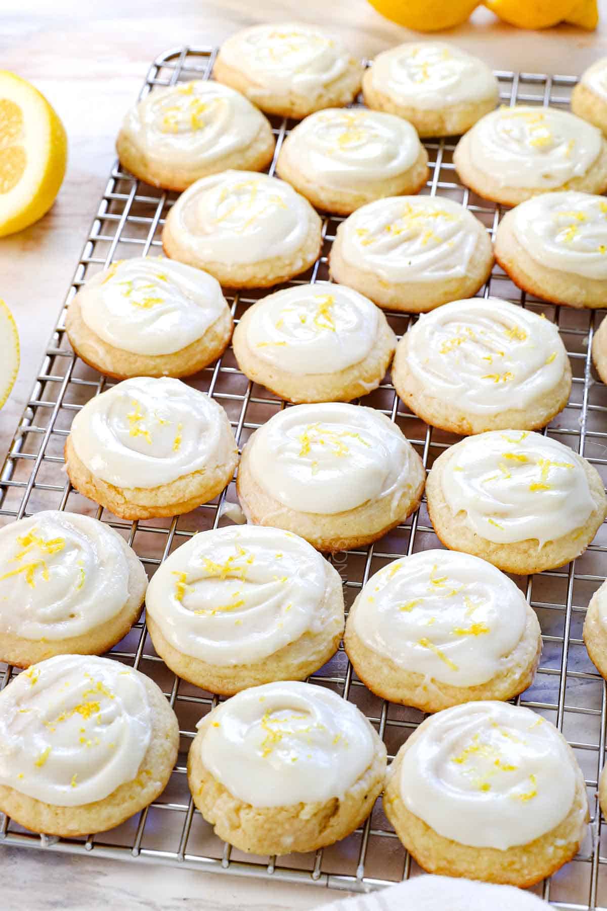 lemon cookies recipe on a wire rack